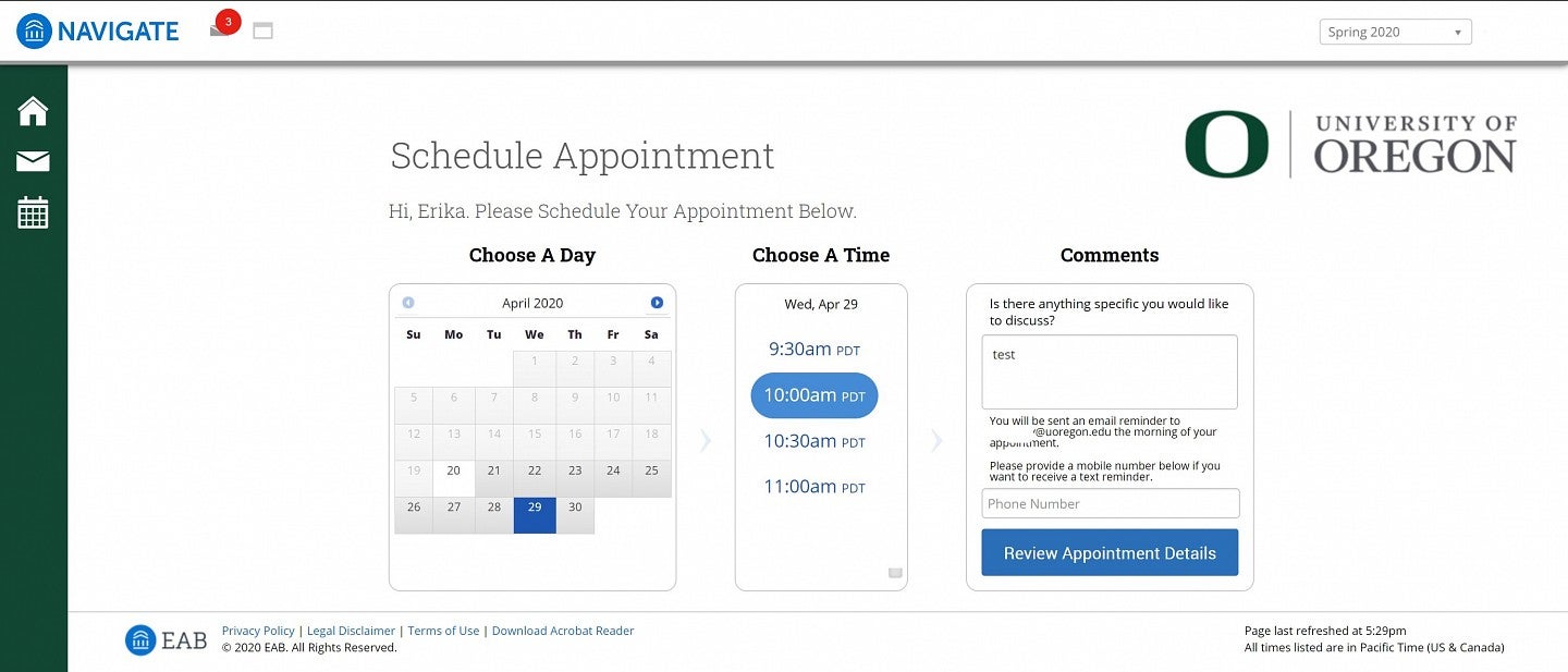 campaign scheduling landing page